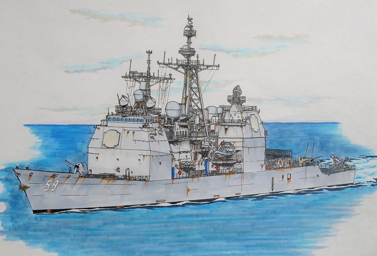拙いですが…今まで描いた ＃タイコンデロガ級 #ミサイル巡洋艦 たち