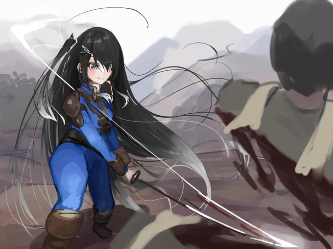 #支援絵黒髪ロング侍のコンセプトも好きだけど、何よりニッコニコでぶった切るミリアルちゃんが最高に可愛くて最高にkooooooool【 Fallout4 】Fallout侍 【 CoeFont 】【 ずんだもん 】 
