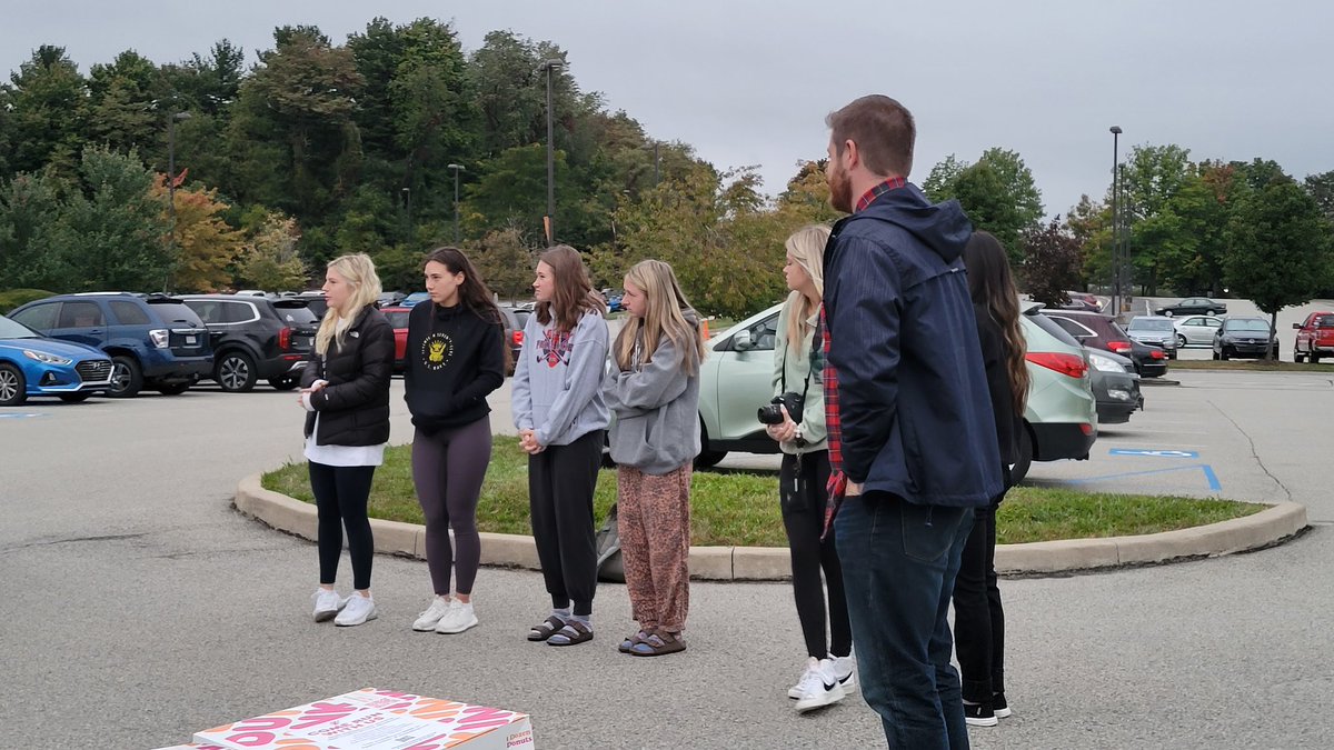 LatrobeHighPost's tweet photo. FCA leaders Lily Fenton and Emily Schrum lead the student body in prayer to honor the global prayer movement that is student-initiated,-organized, -led. #GL #GREATerLatrobe #blessedbeyond https://t.co/2AlR1qGSGD