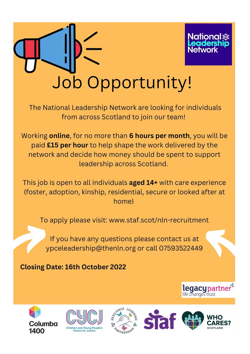 JOB OPPORTUNITY. We are keen to add more people to our Steering Group. Check out the info in this poster and get in touch if you would like to discuss anything!