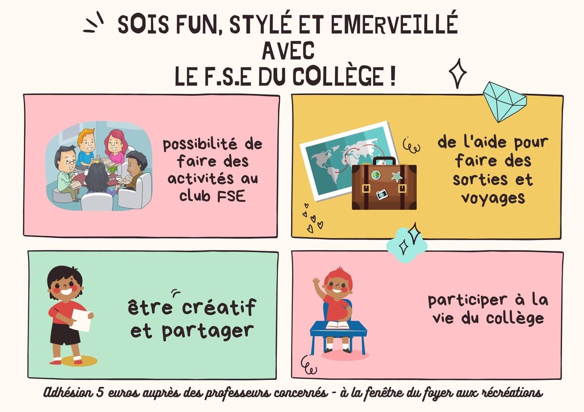 Clubs, prêts d'ordinateurs, aides aux voyages, le FSE du Collège Anatole France Montataire est là pour vous!!