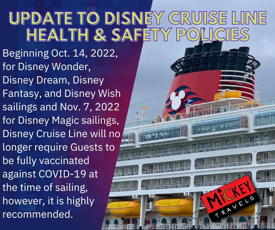 NicholeMcKune's tweet photo. Disney Cruse Line is dropping it's vaccine requirements for sailings beginning October 14 (November 7 for Disney Magic)
Get your #DisneyCruise Quote
https://t.co/YjuG5MrtTS
#disney #disneywish #travel #momandbeyondtravels #iplanthemagic #icanhelp #cruise #howtodisney #letsgo https://t.co/debAyTkVa2