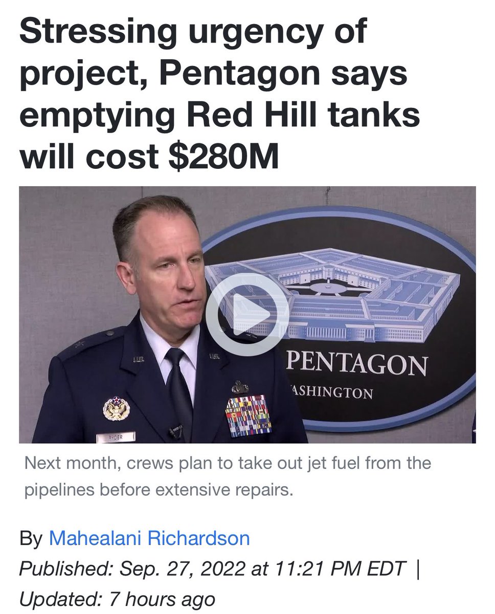 Keoni_DiFranco's tweet photo. I do appreciate the momentum building to accelerate the Red Hill defueling process but it shouldn’t have taken all this to make the DOD begin to prioritize

Mahalo to @Mahealani for her awesome coverage &amp; for cornering the Pentagon to get some answers

https://t.co/Kd5JRUE7nW https://t.co/HAaIBoxGhw