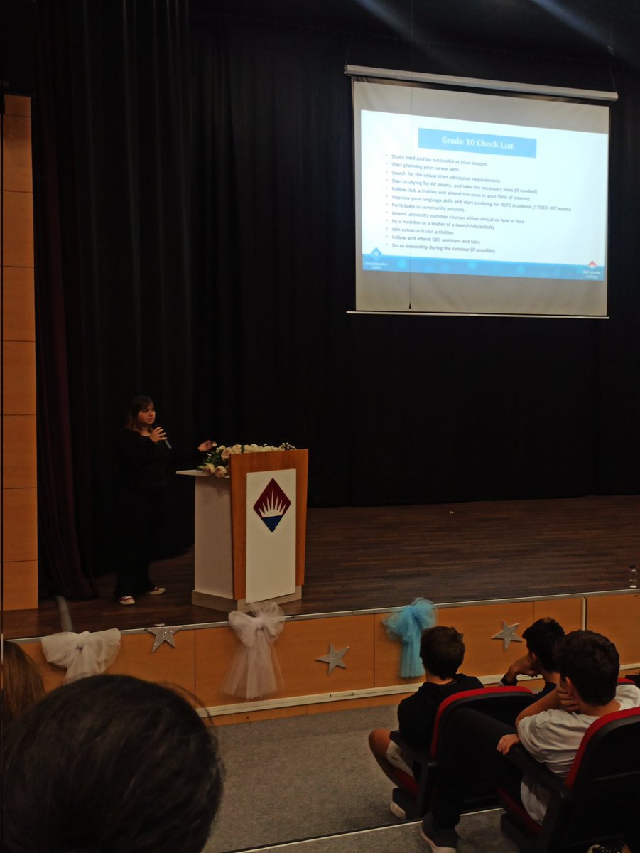 KurumGozde's tweet photo. ✨ A presentation about admission requirements of universities abroad was made by our Global Education Center consultant and our high school English teacher,@dilakanberoglu👏
@BkOmerli @mduranoznacar @dincercitak @dilekertemel @EdaYagmurAydin1 @bkgec @orbaybteacher @NesrinOkumu3 https://t.co/0V27JSXbMP