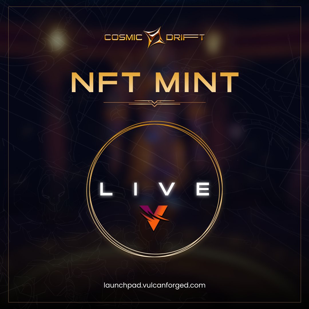 CosmicDriftGame's tweet image. 🚨CosmicDrift&apos;s NFTs are now LIVE and ready for SALE!🚨
This collection is brought to you in collaboration with @VulcanForged
This collection is very limited! Make haste wandering souls!🪄 bit.ly/3M4itIB

#NFTLaunch #NFTmint #NFTmintalert #mintday #nftmarket #p2e #NFTArt