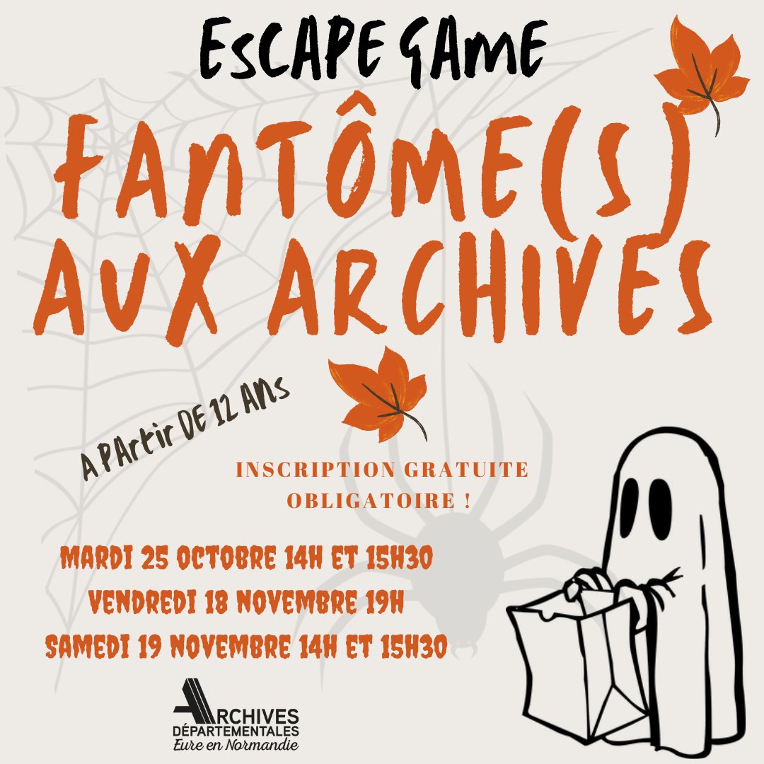AlleeBaudotAD27's tweet photo. [Bouh ! 👻]
Des bruits résonnent dans tout le bâtiment...
Des #archives ont été déplacées...
Les archivistes ont peur et ils ont besoin de votre aide ! 😱
Vous voulez leur porter secours ?
Participez à notre #espacegame
Inscription gratuite obligatoire ! 🎃 https://t.co/uxQQolOFCH
