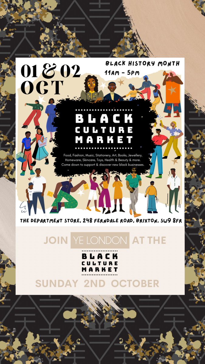 yelondonstudios's tweet photo. YE London Pop- Ups this weekend 
Catch us at the following;

- Small Biz Mini Pop Up Market 
Saturday 1st October

- Black Culture Market
Sunday 2nd October 

We will be selling our durags, Vegan Silks and more ✨ 

#BlackOwnedBusiness #SmallBusiness #london #BlackHistoryMonth https://t.co/bC4pvr6Ewa