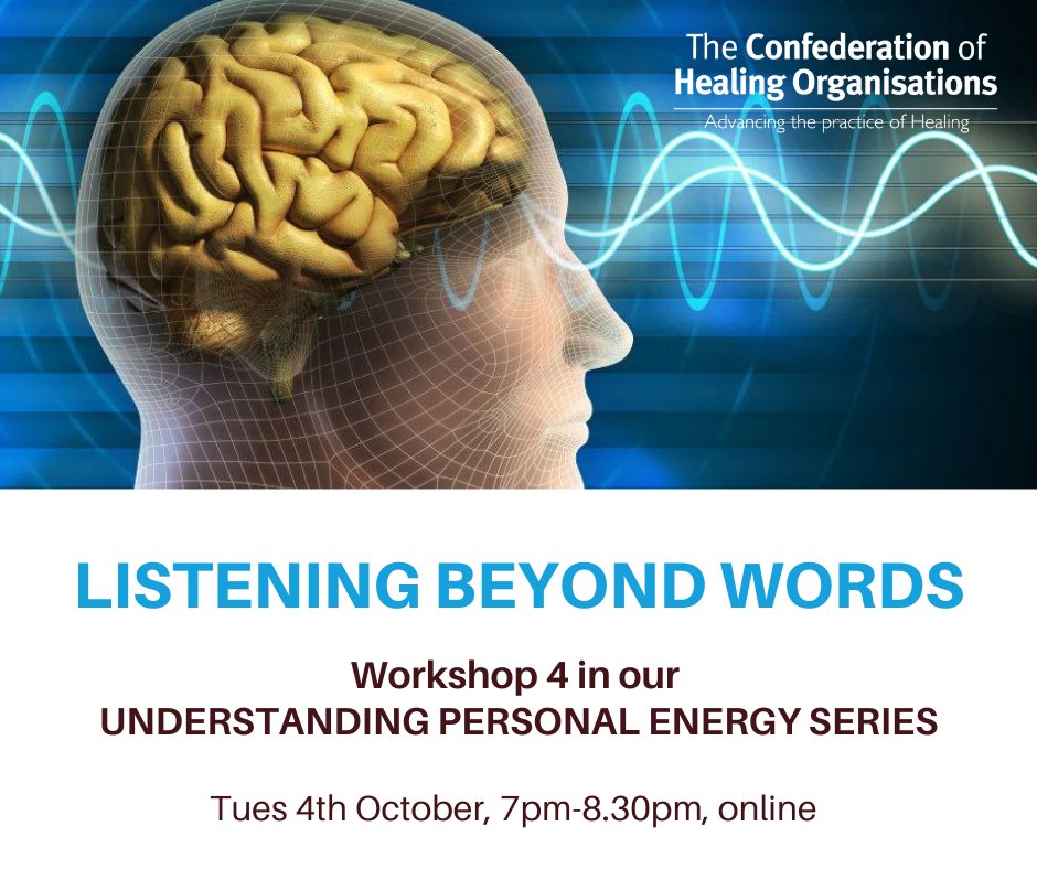 ConfedofHealing's tweet photo. Last chance to book your seat for Tuesday evening's Listening Beyond Words online workshop - an opportunity to hone your listening skills in the broadest sense. Part of our Understanding Personal Energy series. https://t.co/p3nFeYnmiK  #healing #workshop #CPDworkshop https://t.co/BmFqzHCkCC