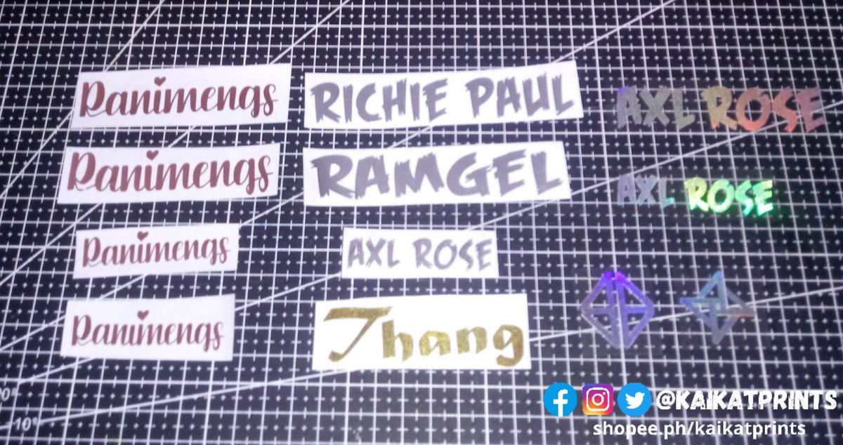 kaikatprints's tweet photo. NAME DECALS
sizes: 1'x2', 1'x3', 1'x4'
color: rose gold, chrome gold, chrome silver, holographic

#decals #stickerdecals #stickers #kaikatprints https://t.co/0t5lO33gnN