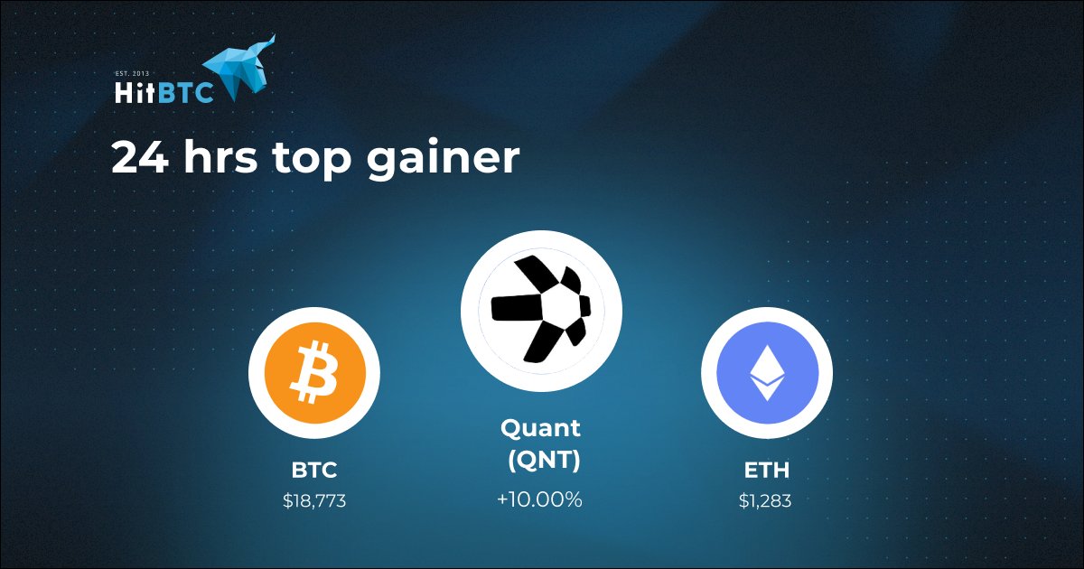 Quant launched in June 2018 with the goal of connecting blockchains and networks on a global scale, without reducing the efficiency and interoperability of the network.

BTC and ETH:
 
$BTC/$USDT: 18 773
$ETH/$USDT: 1 283
 
Trade $QNT and other assets: hitbtc.com