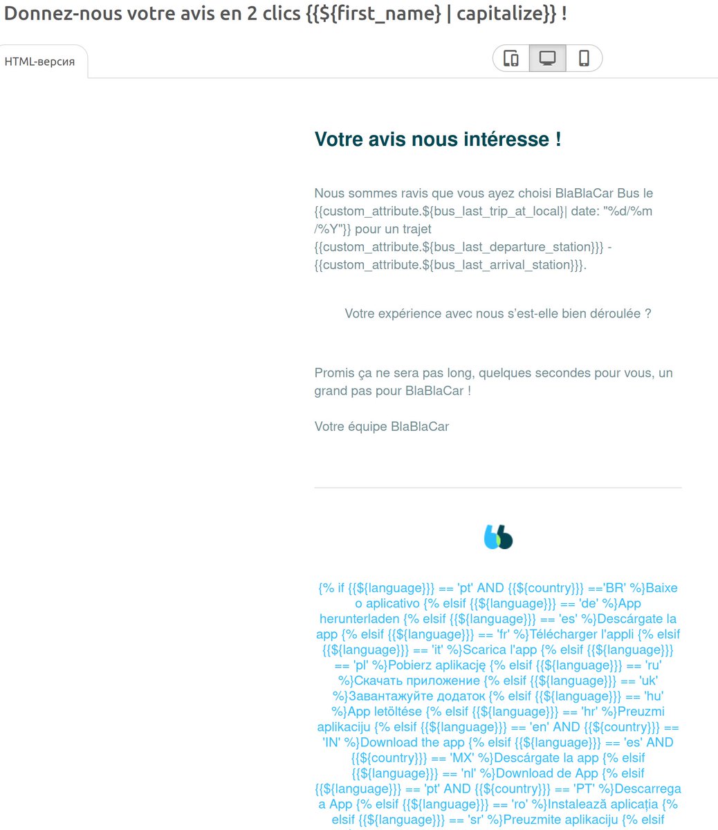 UnSeulT's tweet photo. L'autre lien dispo "Accédez aux conditions générales" pointe sur le template de ce mail d'enquête dans l'appli stripo...🤦 https://t.co/G6G1vqHpwr
