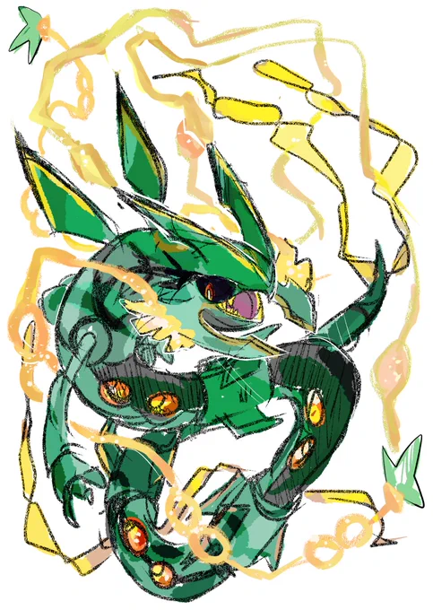 #1日1ポケモン #ポケモン #ポケットモンスター #Pokemon #らくがき1日1ポケモン #1日1絵 #らくがき #イラスト #Rayquaza【384 #レックウザ #メガレックウザ】(1027日目) 