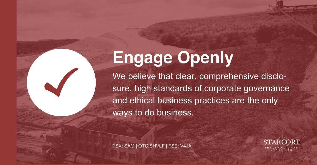 StarcoreIR's tweet photo. We believe that clear, comprehensive disclosure, high standards of corporate governance, and ethical business practices are the only ways to do business. #corporategovernance #businesspractices #ourcorevalues https://t.co/0b1IJo12tE