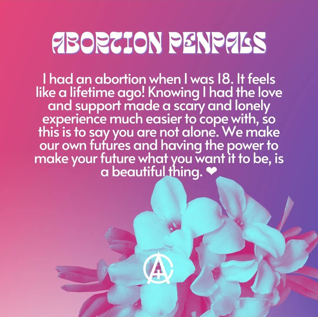 All4Choice's tweet photo. 'I had an abortion when I was 18. It feels like a lifetime ago! Knowing I had the love and support made a scary and lonely experience much easier to cope with, so this is to say you are not alone.' #AbortionPenpals #Sept28th #MACtivate @TheMACBelfast #SafeAbortionDay https://t.co/Z5QscLeGKa