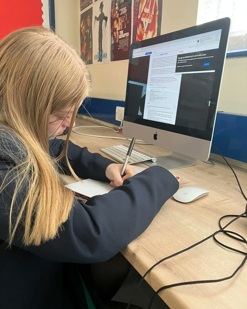 MaloneCollege's tweet photo. Year 11 students working hard in Moving Image Arts today, studying genre @malonemia 🎬 https://t.co/9Tp6YTFfcM