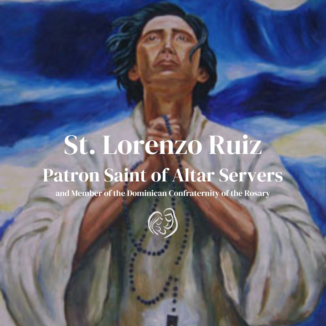 HolyFamilySyr's tweet photo. Today is the Feast of St. Lorenzo Ruiz. He is the Patron Saint of Alter Servers and a member of the Dominican Confraternity of the Rosary.

Today let us pray for an increase in volunteers to the ministry of altar serving. https://t.co/3u30PEOJrj