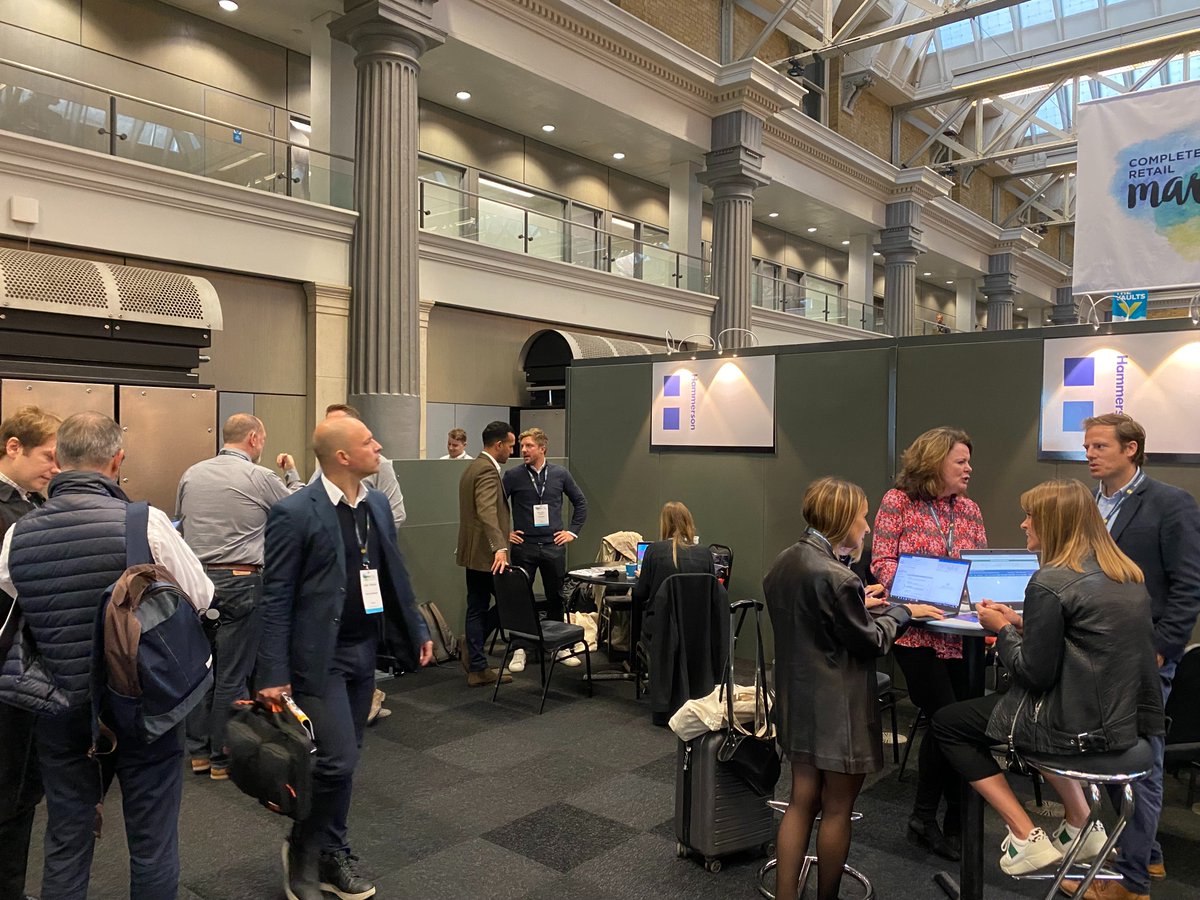 Hammersonplc's tweet photo. Fantastic day at @crmarketplace  for our leasing team meeting innovative brands and partners from pop-ups to independents, with positive sentiment from retailers. Great conversations, panel discussions and connections made. #crmp22 #retail #propertyuk @RevoLatest https://t.co/ed1YBTt9P2