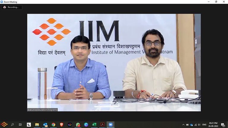 IIM_Vizag's tweet photo. #IIMVisakhapatnam inaugurated the 5-Day virtual #ODP on #Analytics for faculty members and researchers on 26 September 2022. Dr. Udayaadithya Avadhanam Vice-President &amp; PrincipalCognitive Sciences, Mphasis NEXT Labs delivered the #inaugural address

#EventsAtIIMV #TheSunriseIIM https://t.co/PlkwGbk1Tk