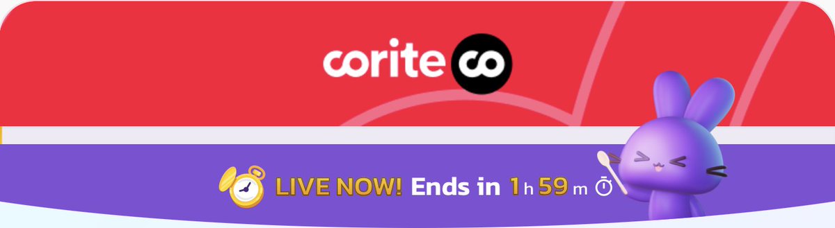 🛍️🎉 The Corite #IFO is now LIVE!

1) Sales end in ~2 hour
2) You will need CAKE in your wallet to commit
3) You can claim your tokens and unspent CAKE after the sale finishes

👉 pancakeswap.finance/ifo
(Actual finishing time depends on block time)