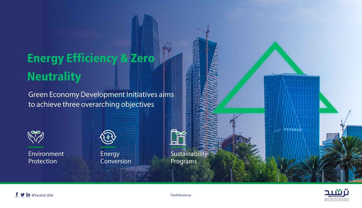 Within the #EnergyEfficiency efforts in the kingdom, #TARSHID plays a pivotal role in leading the Kingdom to zero neutrality; by providing the required technologies to manage and reduce harmful emissions.