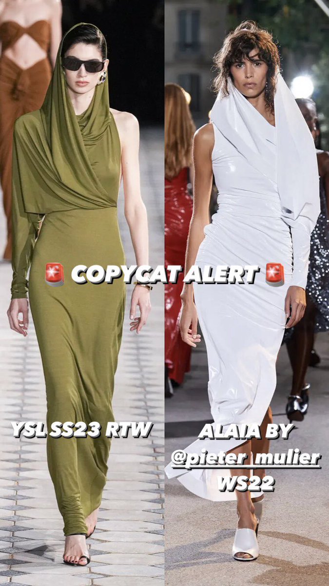 highalaia's tweet photo. YSL’s rip off of Alaïa’s trademark. And Pieter Mulier agrees. 😇 https://t.co/KN7IDW7Ppy