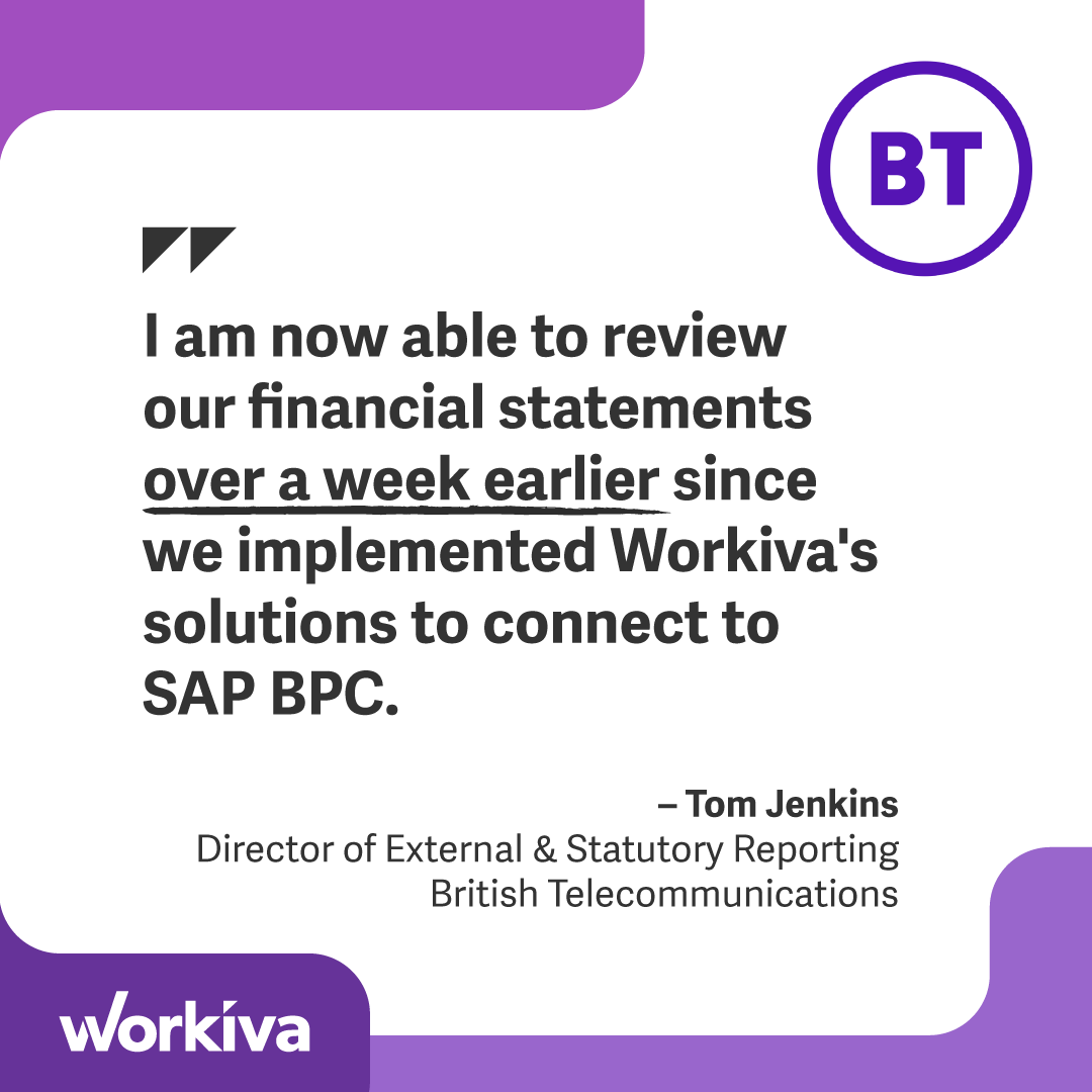 Workiva's tweet photo. Utilizing Workiva’s connectors makes pulling and refreshing data simple.
Learn more: https://t.co/DY8hLj8Yjf
#WorkivaCustomer @BTGroup https://t.co/FvfzZ2O2Zj