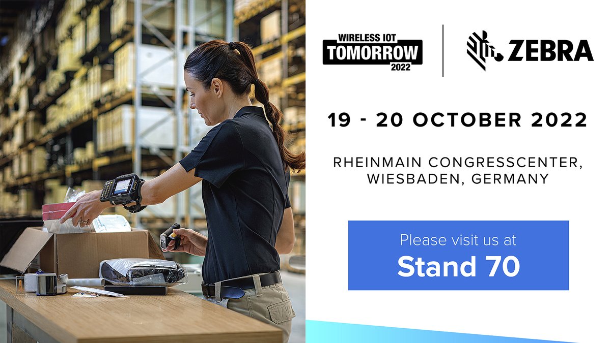 ZebraEMEA's tweet photo. Stop by our booth 70 at @thinkwiot &amp; explore the latest retail, healthcare, manufacturing &amp; warehouse management solutions. Zebra looks forward to answering all your questions. Register here. https://t.co/NInoz8L4EG #wiot #RFID #tracking https://t.co/t5M48tw4QN