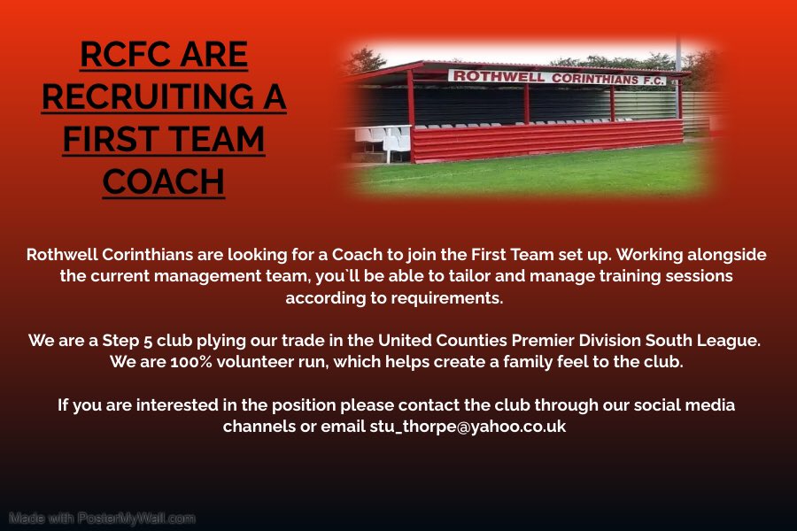 Fancy a new challenge.? A great opportunity to work with our First Team. Get in touch #rcfc🔴⚫️⚽️