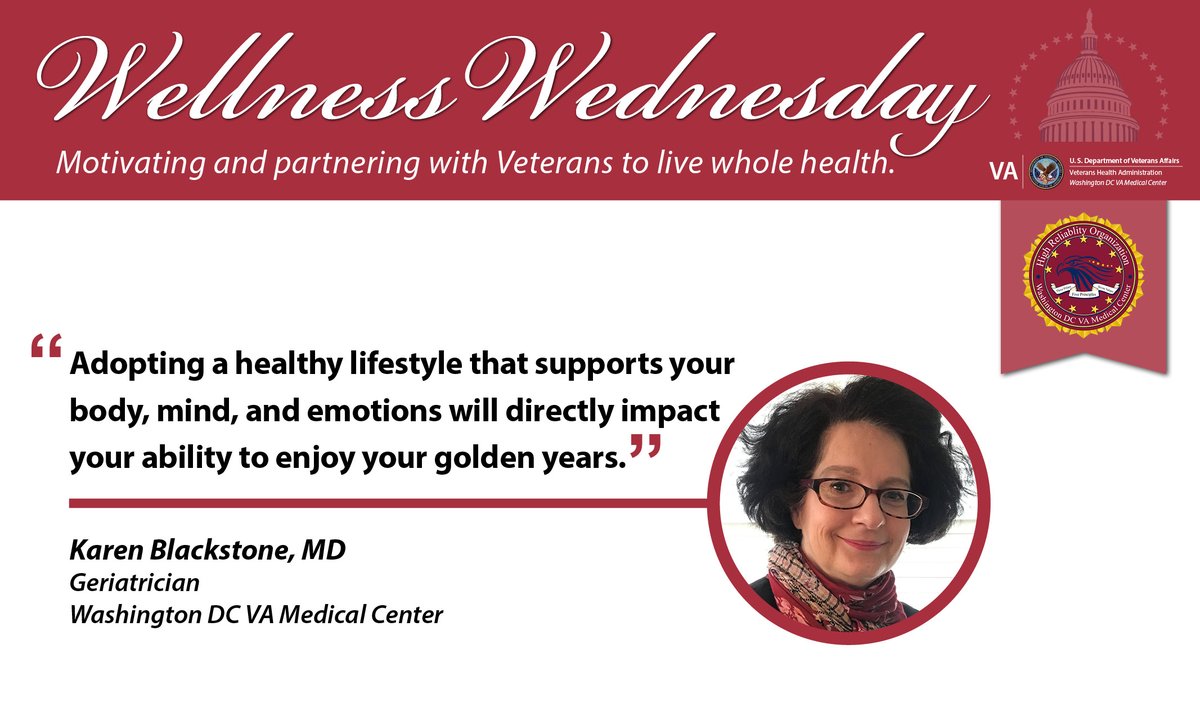DCVAMC's tweet photo. On this week's #WellnessWednesday, @DCVAMC Geriatrician, Dr. Karen Blackstone, shares tips and tricks to enjoying life well into your golden years. Read all about it during #NationalHealthyAgingMonth here: https://t.co/qlhMTp8T6Z https://t.co/eA5Jv4ZRSC