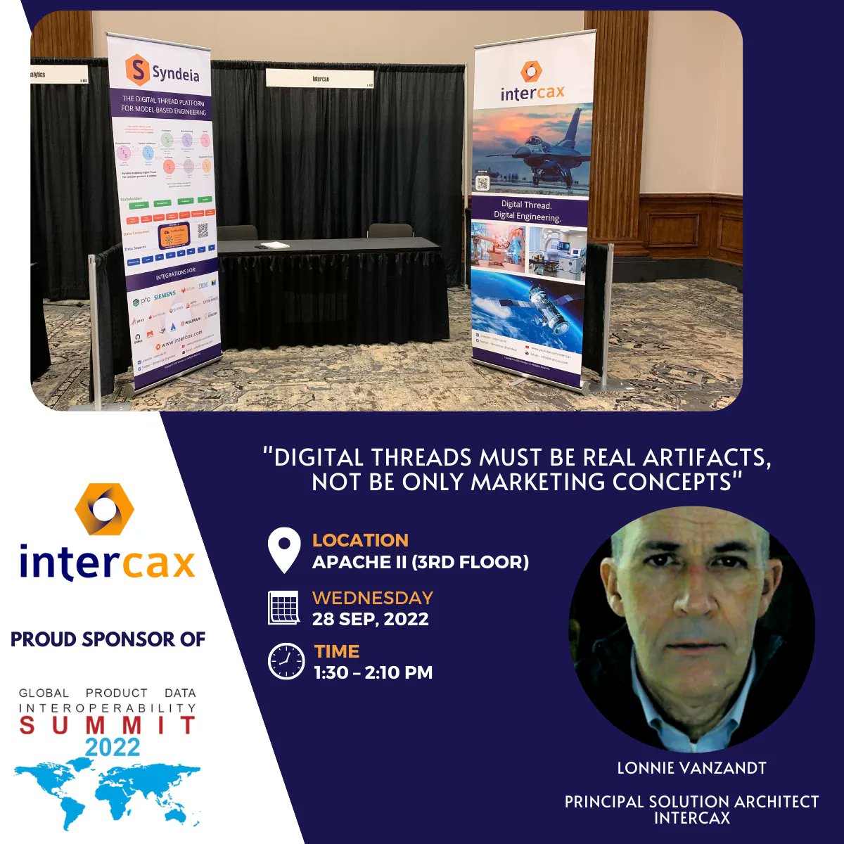 intercax's tweet photo. We are in Scottsdale, AZ, for #GPDIS. 

Find out about the powerful new features and improvements in Syndeia 3.5! We hope you can stop by our booth and connect! 

Learn more about the event here  https://t.co/eLHFKDbltE

#DigitalEngineering #GPDIS #interoperability #digitalthread https://t.co/VzZV48PaVN