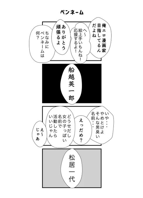 ペンネームの4コマ 