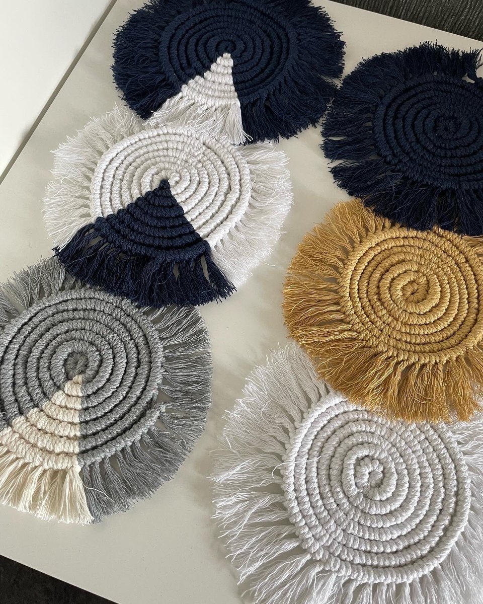 busybees41's tweet photo. Excited to share the latest addition to my #etsy shop: Spiral macrame coaster, #macramecoasters #bohodecor #bohocoasters https://t.co/q5mZlNrREQ https://t.co/sAC5EmcYUQ