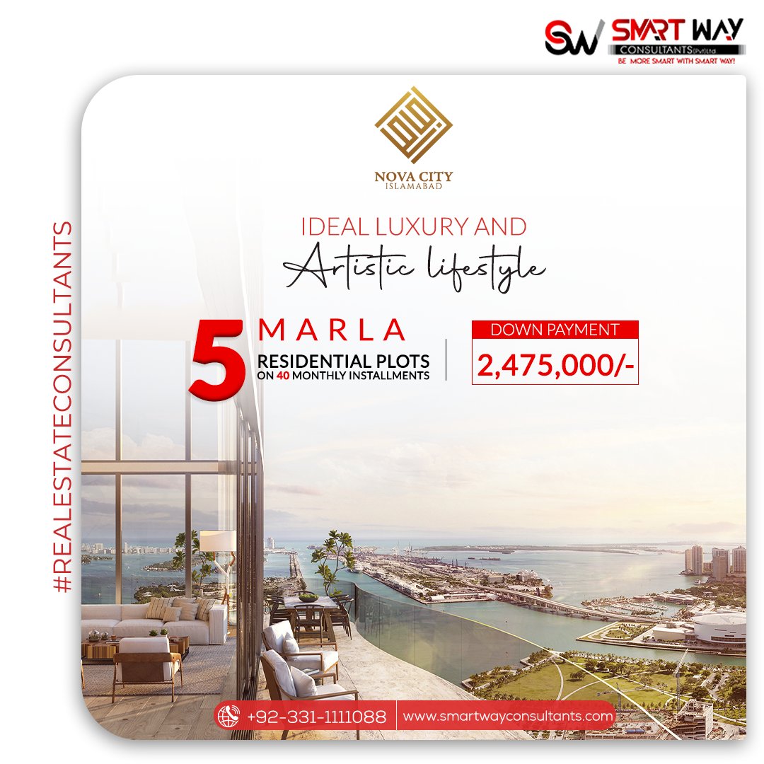 PvtSmartway's tweet image. Nova City Islamabad is one of the outstanding housing projects in Islamabad. One of its highlighting factors is providing state-of-the-art infrastructure and luxury living with the affordability of investors. To book your plot, contact SmartWay Consultants!

#novacity #5marlaplot