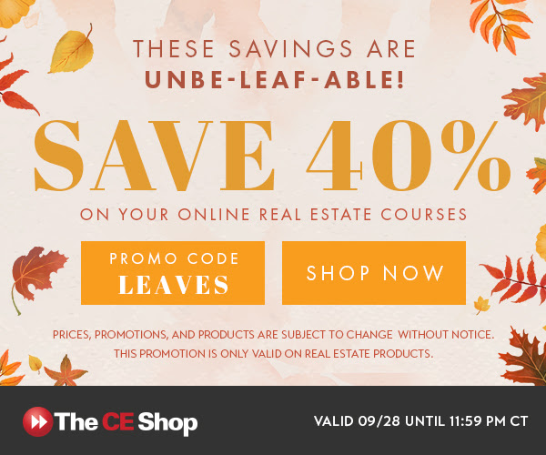 EquityUSA's tweet photo. Save 40% on all Exam Prep, Pre-Licensing, Post-Licensing, and Continuing Education real estate courses on Wednesday, September 28th by visiting, https://t.co/dliU60ftYs and use the promo code LEAVES.

#RealEstateSchool #realestatebrokerage #realestate #realestateagent https://t.co/sB95X4Zl1R