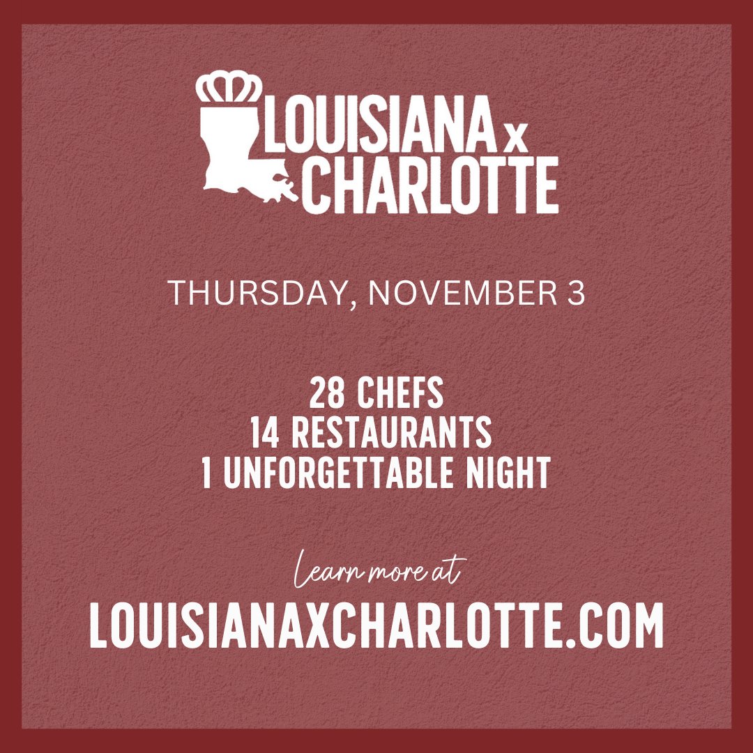LA_Culinary's tweet photo. We're heading to North Carolina's Queen City to showcase the one-of-a-kind flavors of Louisiana! If you have friends near the Charlotte area, spread the word! See what we'll be dishing up at https://t.co/PFr3CZ19D7.

#LouisianaXCharlotte #TasteLouisiana https://t.co/5LnUnsZRkK