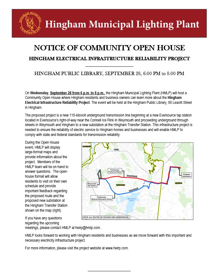 Hingham Municipal Light Plant on Twitter "TONIGHT Community Open