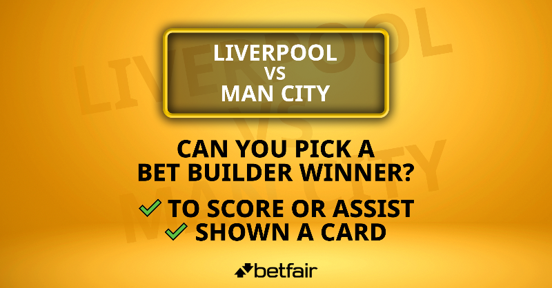 Betfair's tweet photo. 🎁 BET BUILDER COMP

To celebrate our Liverpool/Man City Bet Builder offer we're giving away 2 x £25 free bets

To be in with a chance of winning RT &amp; reply with:

⚽️ Player to Score or Assist
📒 Player to be carded

👉 Remember - get a £5 free bet when you place a £5 Bet Builder