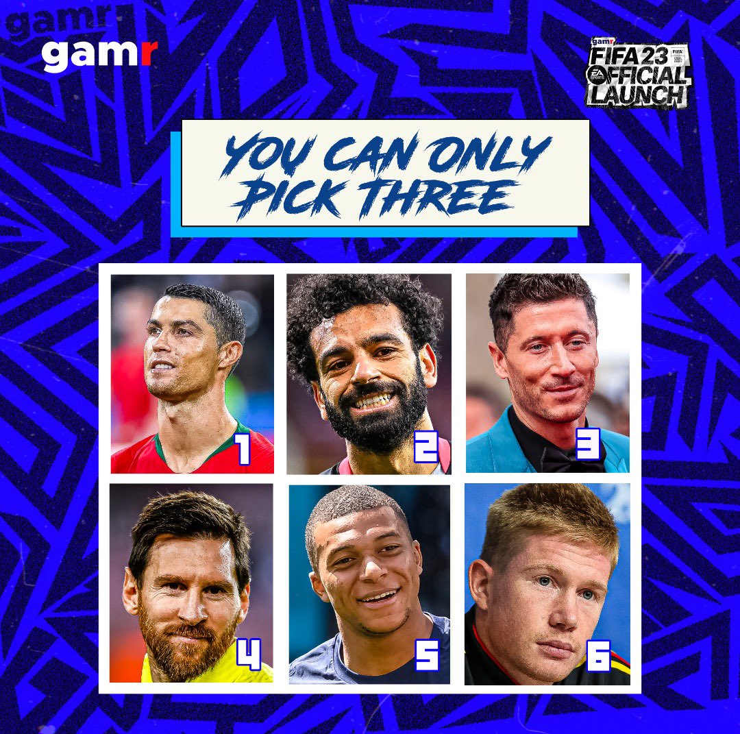 GamrHQ_'s tweet photo. 6 players, 3 slots, who are you picking?
Have you registered for the FIFA 23 launch tournament yet?
What are you waiting for? Register on the Gamr App to save your slot at the launch.
Saturday, October 1st at 10:00am.
Silverbird Gallaria, Victoria Island, Lagos.
😏
#gamr #gamrs https://t.co/RUfP0BaIFz