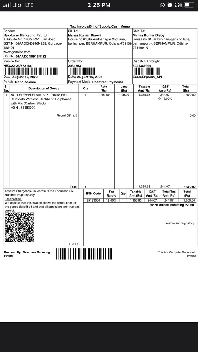 Manaskbisoyi's tweet photo. I have ordered a noise flair carbon black on 16 aug 2022 and I a dead product inside the box, so that I raised a complain against that and after replacement I received a boat product inside that after that I have raised 4-5 complaints https://t.co/HsOcSM9lwP
