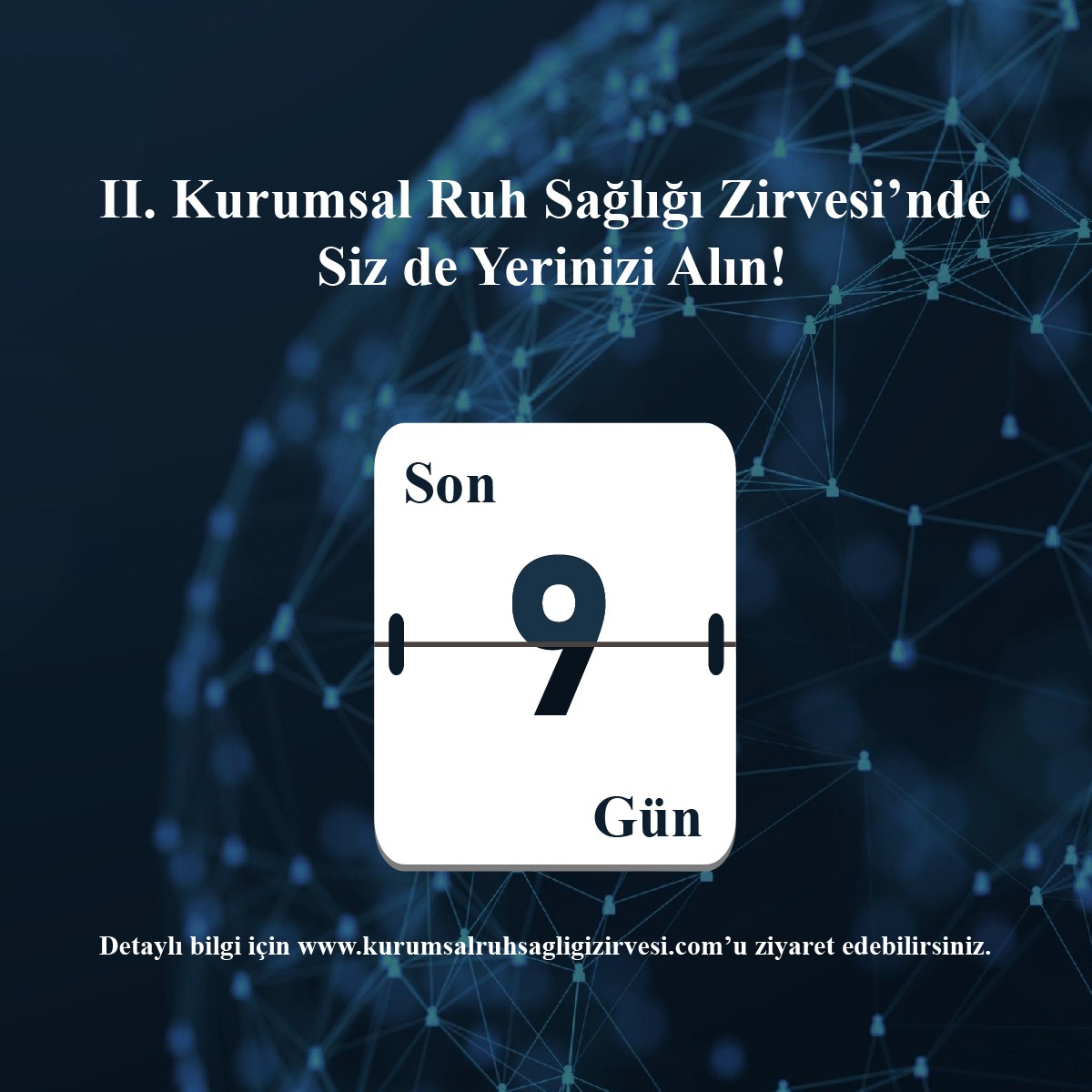 Her yıl Dünya Ruh Sağlığı Gününe denk
gelecek şekilde tasarladığımız etkinliğimiz bu sene 8
Ekim Cumartesi günü online olarak gerçekleşecek. Detaylı bilgi ve kayıt için
kurumsalruhsagligizirvesi.com adresini ziyaret
edebilirsiniz. 😊
