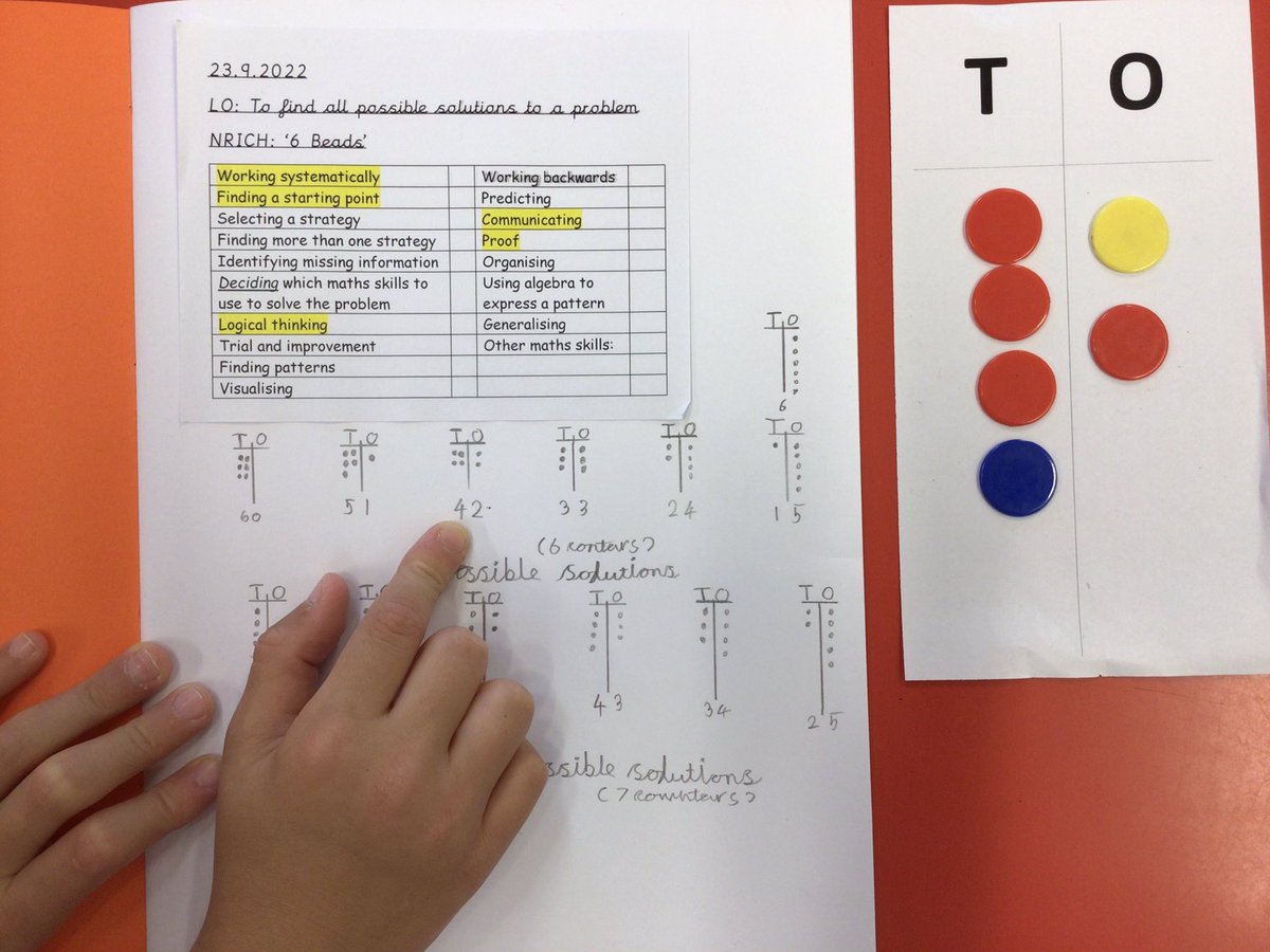 TJPrimary's tweet photo. Year 3 worked systematically to find all of the possible solutions when placing 6 counters in two place value columns. Those who completed the challenge moved on to 7 counters. How many would it be if you had 10? #TJMaths #TJYear3 https://t.co/IVgUs2fBEU