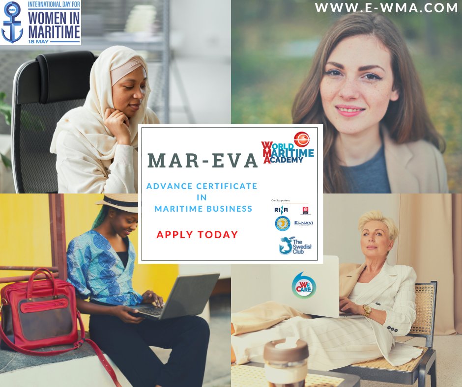 TO EMPOWER WOMEN IN SHIPPING: ADVANCE CERTIFICATE in MARITIME BUSINESS
apply today! Applications deadline 30/10/2022
FREE &amp; ONLINE COURSE
#ADVANCECERTIFICATEMARITIMEBUSINESS #shippingsustainability #sustainability #maritime #wma #WORLDMARITMEACADEMY #educate #educatewomen