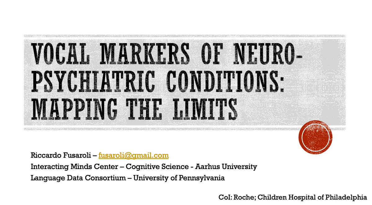 fusaroli's tweet photo. Today I have given a talk at the PRAAT group (@IrisSommer4 @SBrederoo) on (some of) the limits of machine learning approaches to vocal markers of neuropsychiatric conditions (identifying them using voice data only). A thread (and video at the end): 1/ https://t.co/SV6gRp4092