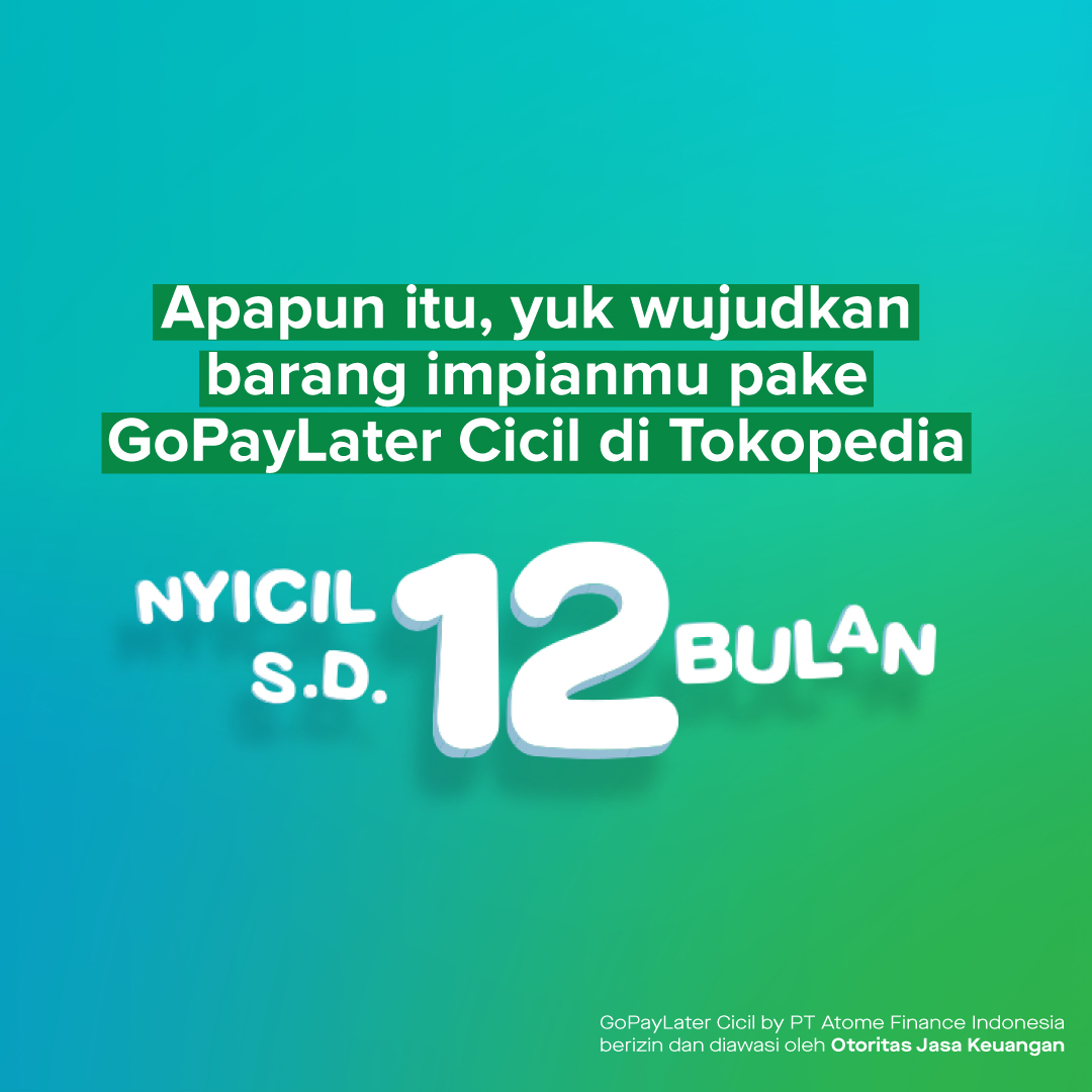 gopayindonesia's tweet photo. Ini dia nih solusi saat dompet melenceng, kamu bisa wujudin barang impian pake #GoPayLaterCicil!

Bisa nyicil s.d. 12 bulan! Reply tweet ini dengan impian kamu, ya.

*GoPayLater Cicil tersedia untuk pengguna terpilih

#GoPayLaterCicildiTokopedia #Fintech https://t.co/SlkggapXOp