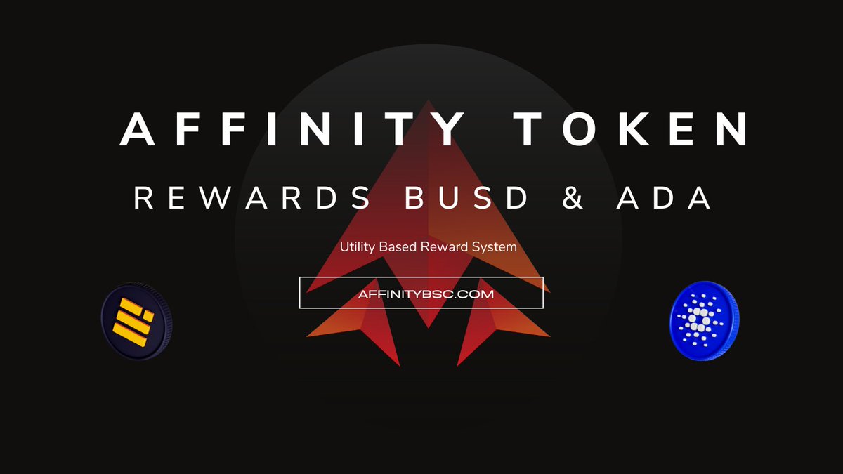 AffinityDefi's tweet photo. Our product, the #AffinityToken, is the best way to receive rewards driven by our utilities. Every utility built out currently and in the future will support the Affinity Token. Affinity Token rewards in #ADA, #BUSD, and/or a selection to acquire more #Affinity if you choose. https://t.co/Frn0Kjfktb