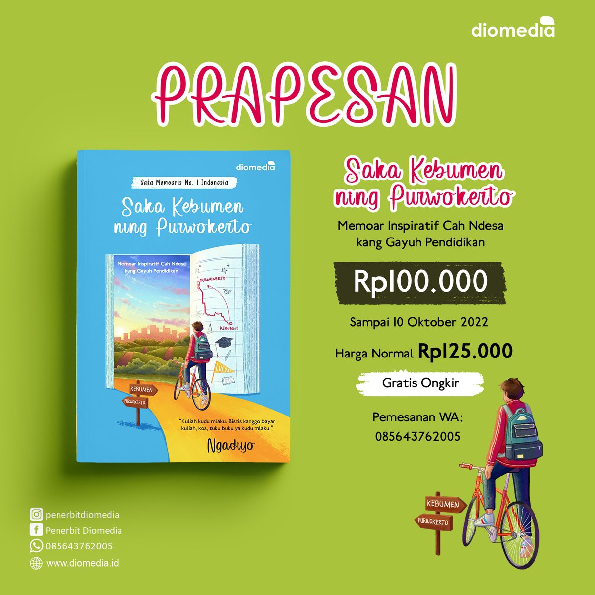 dio_media's tweet photo. “Kuliah kudu mlaku. Bisnis kanggo bayar kuliah, kos, tuku buku ya kudu mlaku.”

Bare lulus SMA, Ngadiyo nerusake kuliah ing Universitas Jenderal Sudirman Purwokerto, jukut jurusan D3 Bahasa Inggris disambi kerja dadi tukang fotokopi lan jaga rental komputer nalika semester siji. https://t.co/1geESPoeQI
