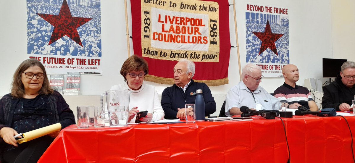 Superb line up of speakers at 'The future of left' meeting on the legacy of the #Liverpool 47 Labour Councillors who beat Thatcher! #LabourConference2022 #socialism