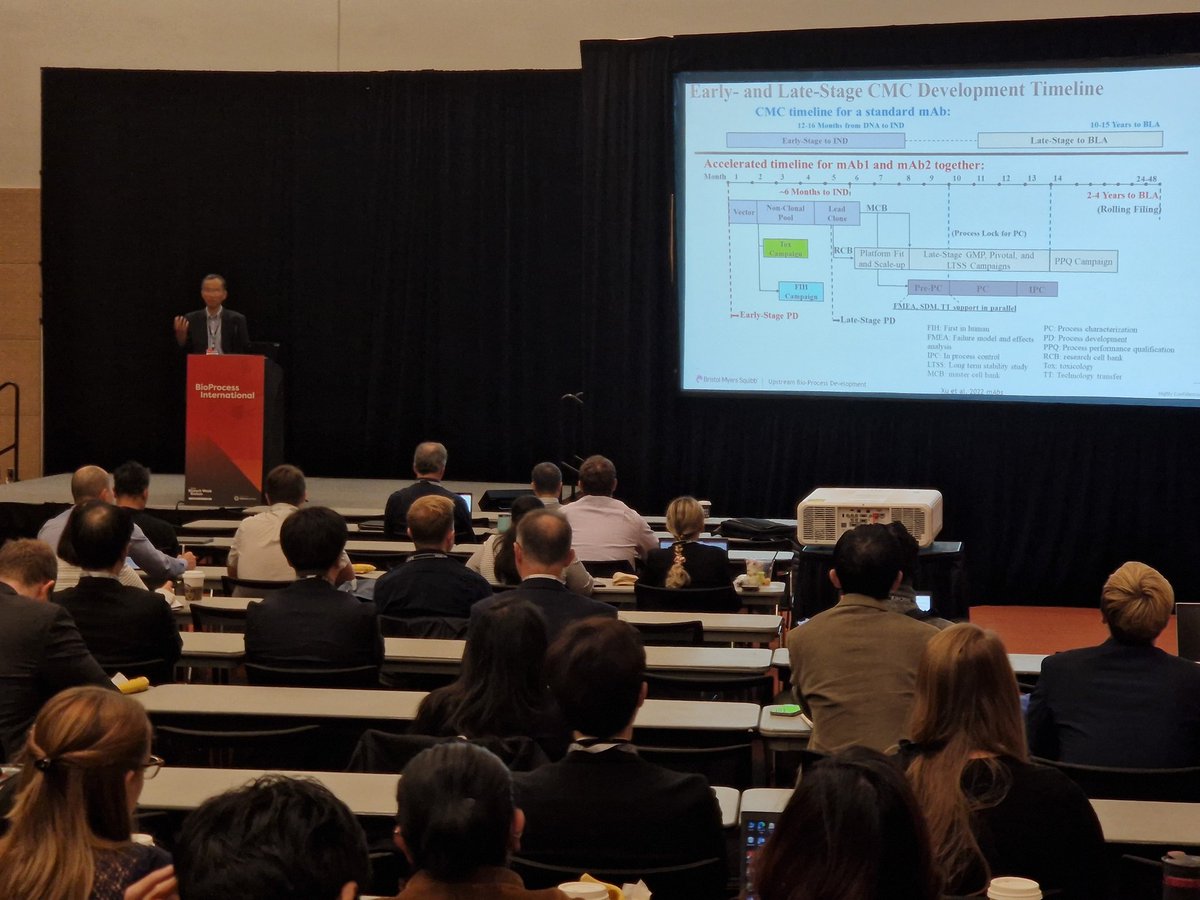 Dan5tanton's tweet image. Meanwhile Jim Xu from Bristol Myers Squibb talks upstream process dev &quot;at pandemic speed&quot; in the cell culture track here at #biotechweekboston ... it&apos;s good to be back!