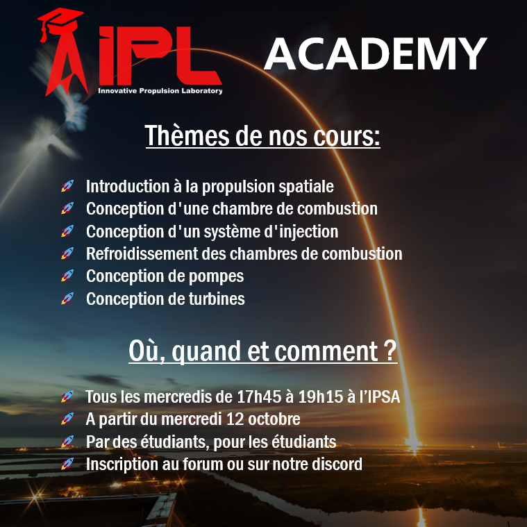 InnovativeIpl's tweet photo. Thèmes de nos cours:
-Introduction à la propulsion spatiale
-Conception d'une chambre de combustion
-Conception d'un système d'injection
-Refroidissement des chambres de combustion
-Conception de pompes
-Conception de turbines https://t.co/cSWc8PQWBQ