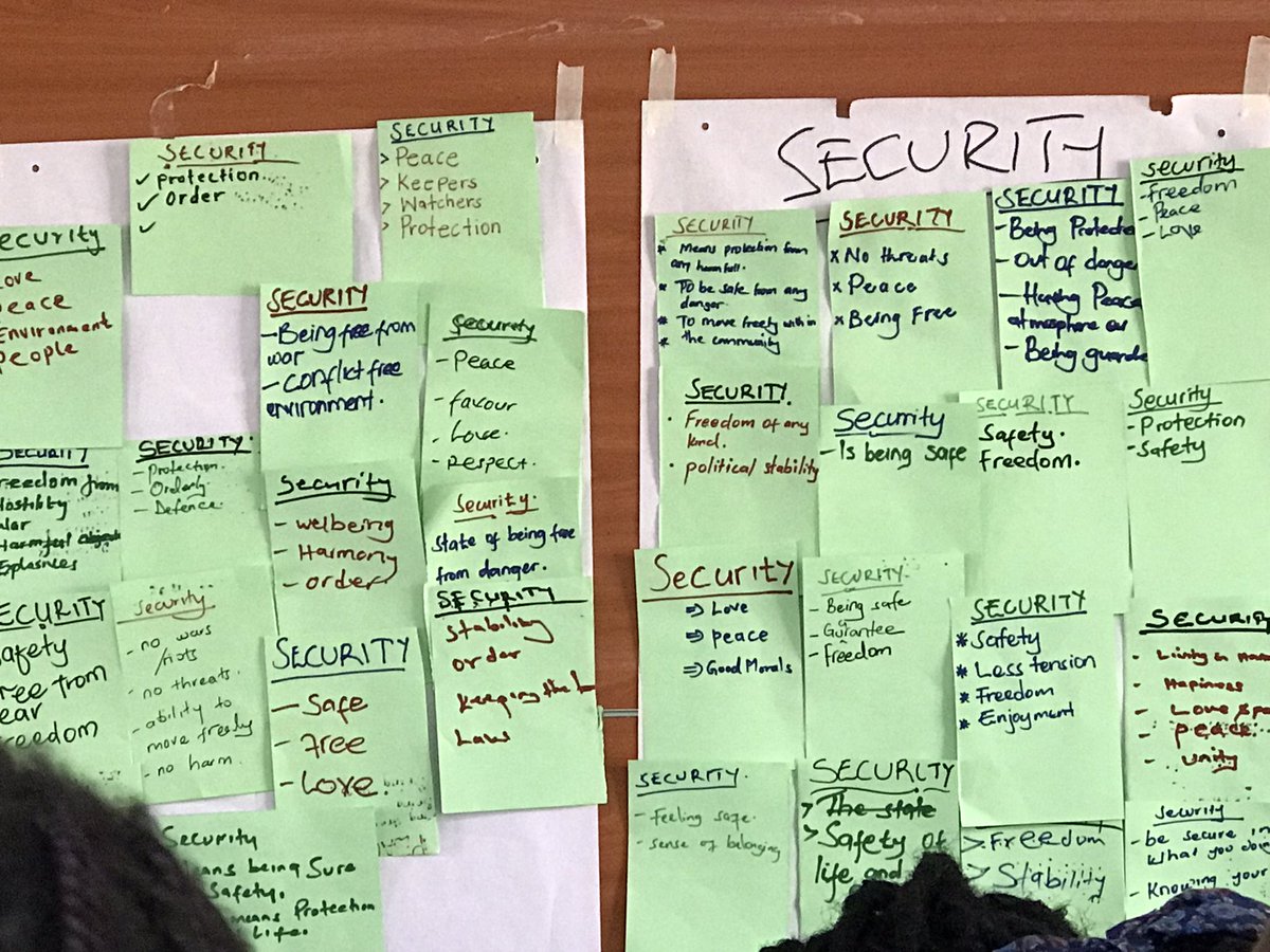 <a href="/coact1325/">Coalition for Action on 1325</a> Day 2 of the Leadership and Peace-building Training Bootcamp for Young Women - participants defining peace and security as they understand it <a href="/GorettKomurembe/">Gorett Komurembe - #WithHer</a> <a href="/AlbertMwesigwa1/">Albert Mwesigwa</a> <a href="/MugMugisha/">Obed Mugisha, MBA</a> <a href="/odokonyero_joel/">Odokonyero Joel</a> <a href="/Ayaru_Irene/">Ayaru Irene Priscilla</a> <a href="/unwomenuganda/">UN Women Uganda</a> <a href="/awdf01/">African Women's Development Fund</a>